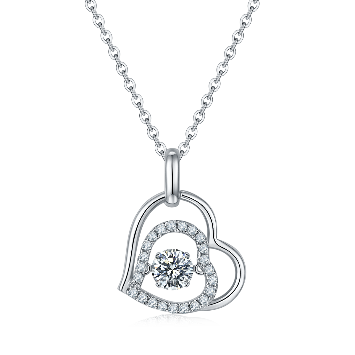 Dynamic and welcoming S925 silver plated platinum Moissanite necklace 50 points D-grade